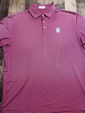 Peter Millar Pink and Blue Thin-Striped Polo